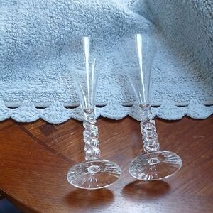 Twisted Stem Clear Champagne Flutes - Set of 2